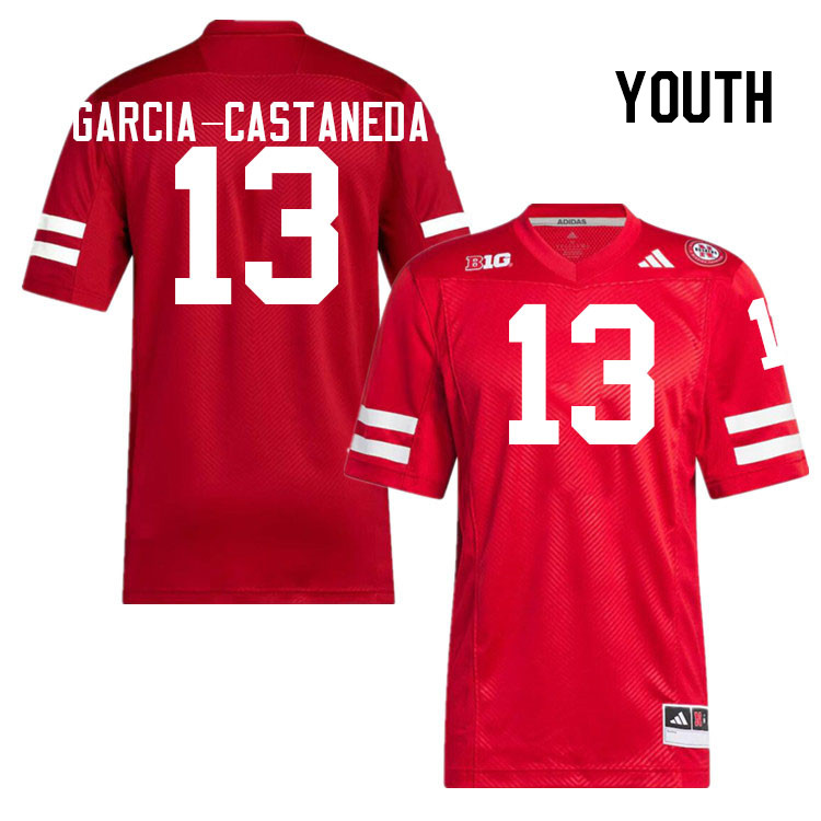 Youth #13 Isaiah Garcia-Castaneda Nebraska Cornhuskers College Football Jerseys Stitched Sale-Scarle